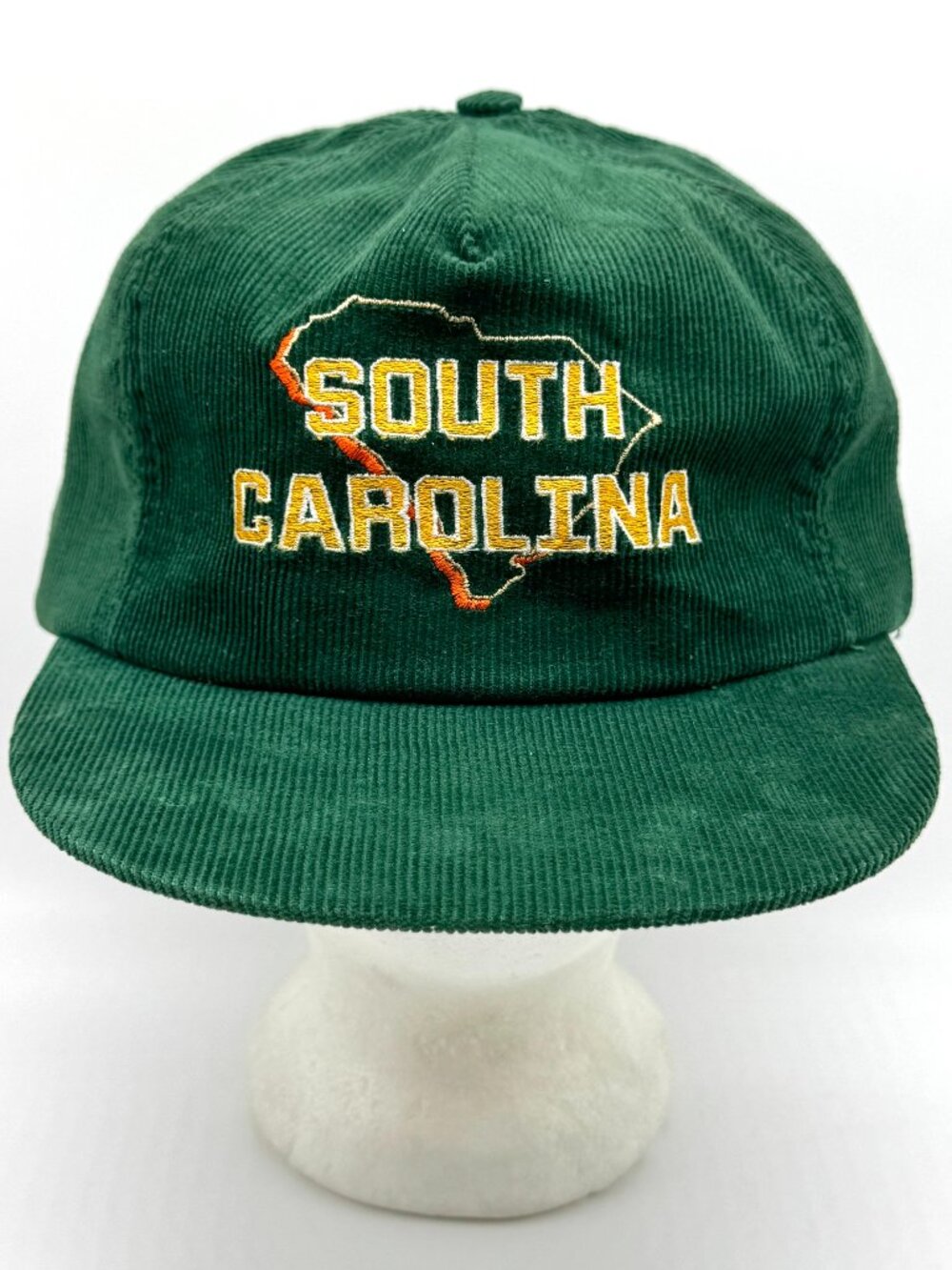 Vintage South Carolina Corduroy Snapback Hat Green Tourist Made in USA